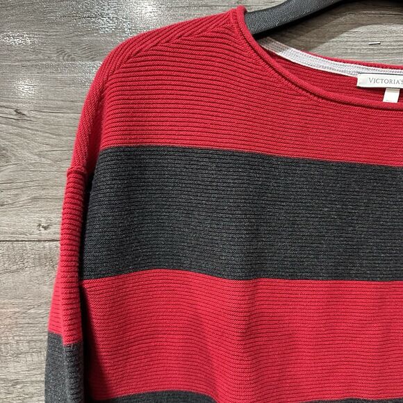 Victoria's Secret Long Sleeve Striped Cropped Sweater size XS Cotton Cashmere - Picture 3 of 6